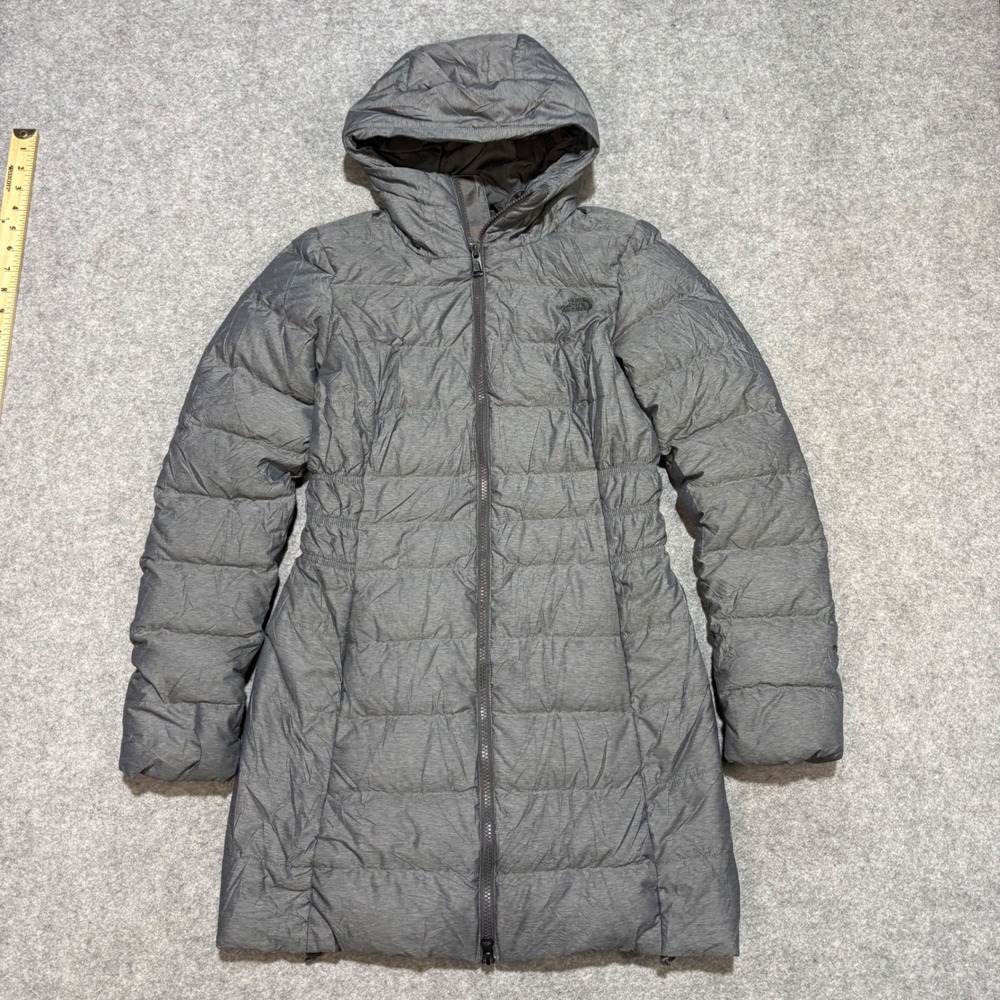 The North Face Womens Grey Long Puffer Parka Jacket Hooded XS